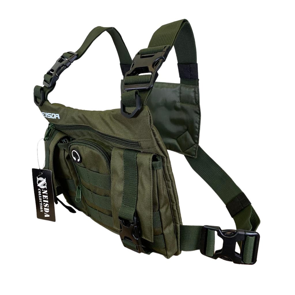 TAS DADA PRIA TACTICAL ORIGINAL NEISDA THREE POCKET GREEN ARMY / CHEST RIG BAG NEISDA ORIGINAL / CHEST BAG PREMIUM ORIGINAL NEISDA