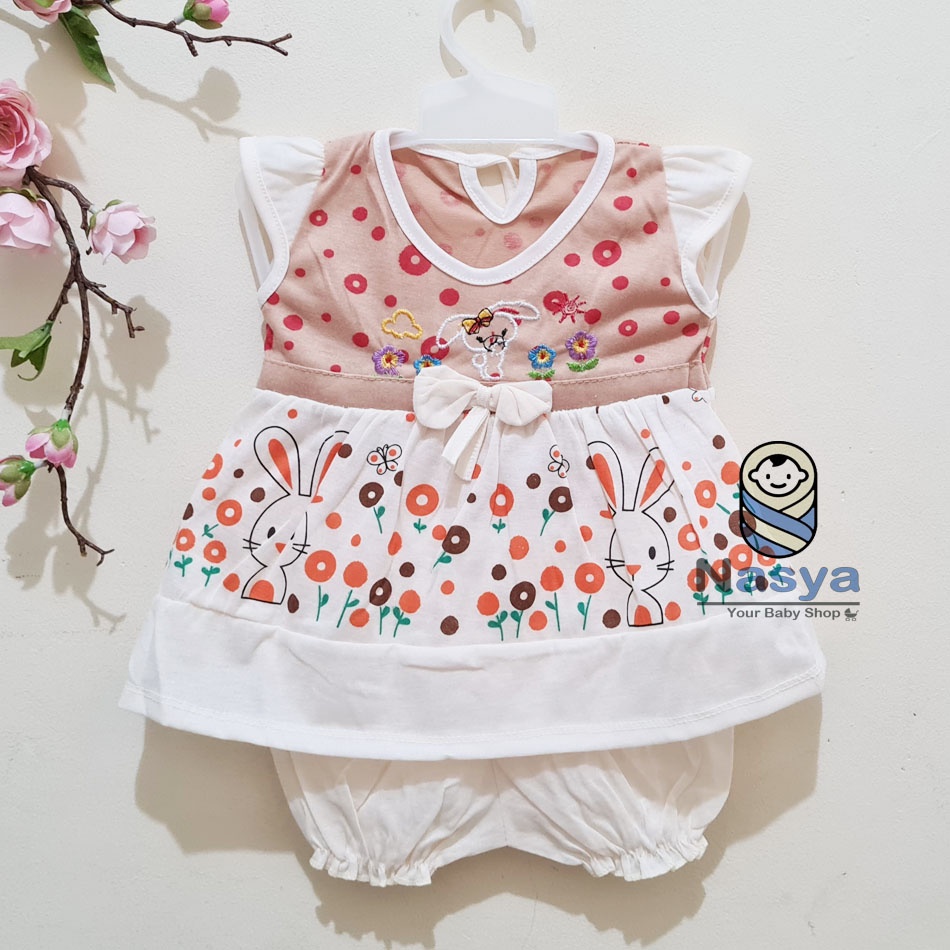 [N-049] Setelan baju bayi perempuan motif bunga lucu MURAH - Naomi (3-6m)