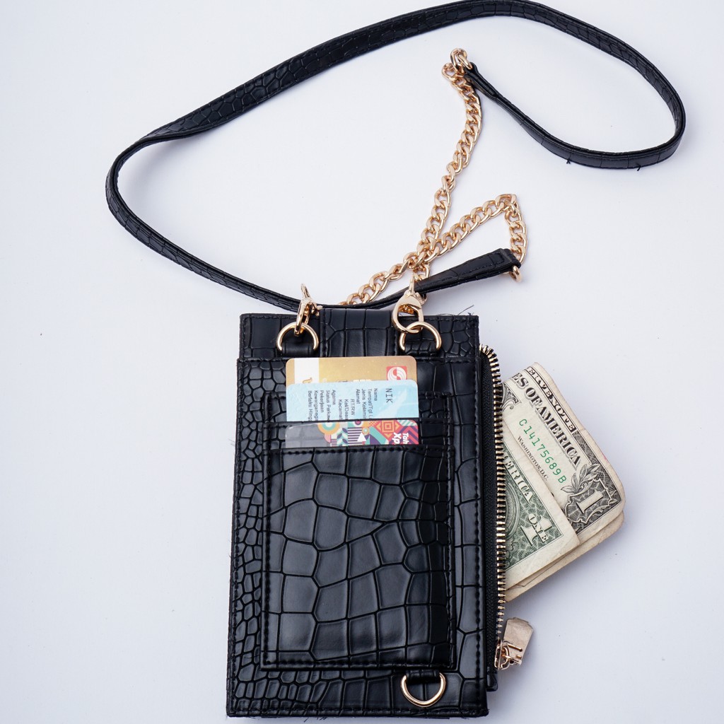 Tas Hp Wanita Phone Bag Croco Hitam (Celia by Mosca)