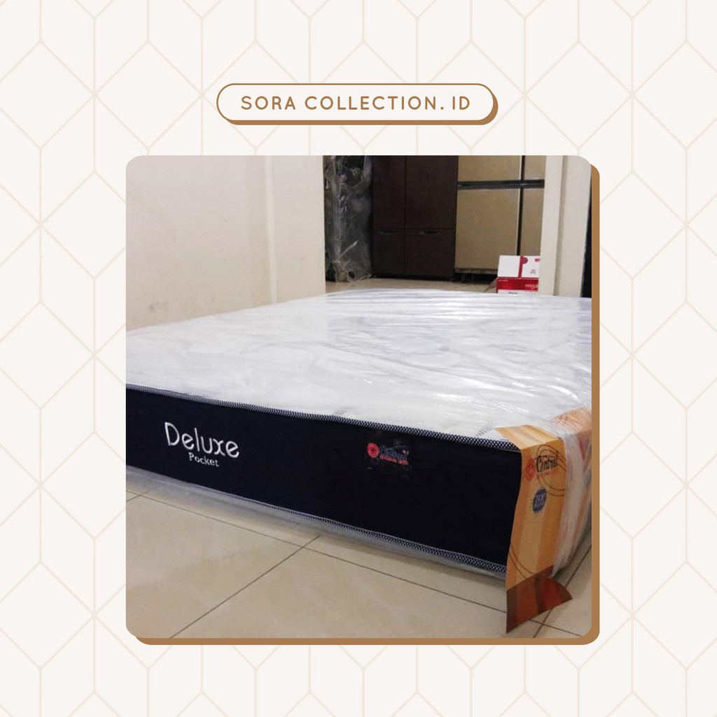Kasur Springbed Central Deluxe Pocket Bahan Kain Knitting Uk 160x200 cm ( hanya kasur )