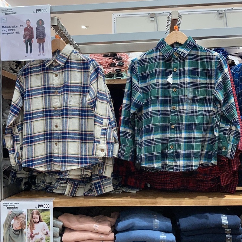 jastip kemeja flannel anak uniqlo