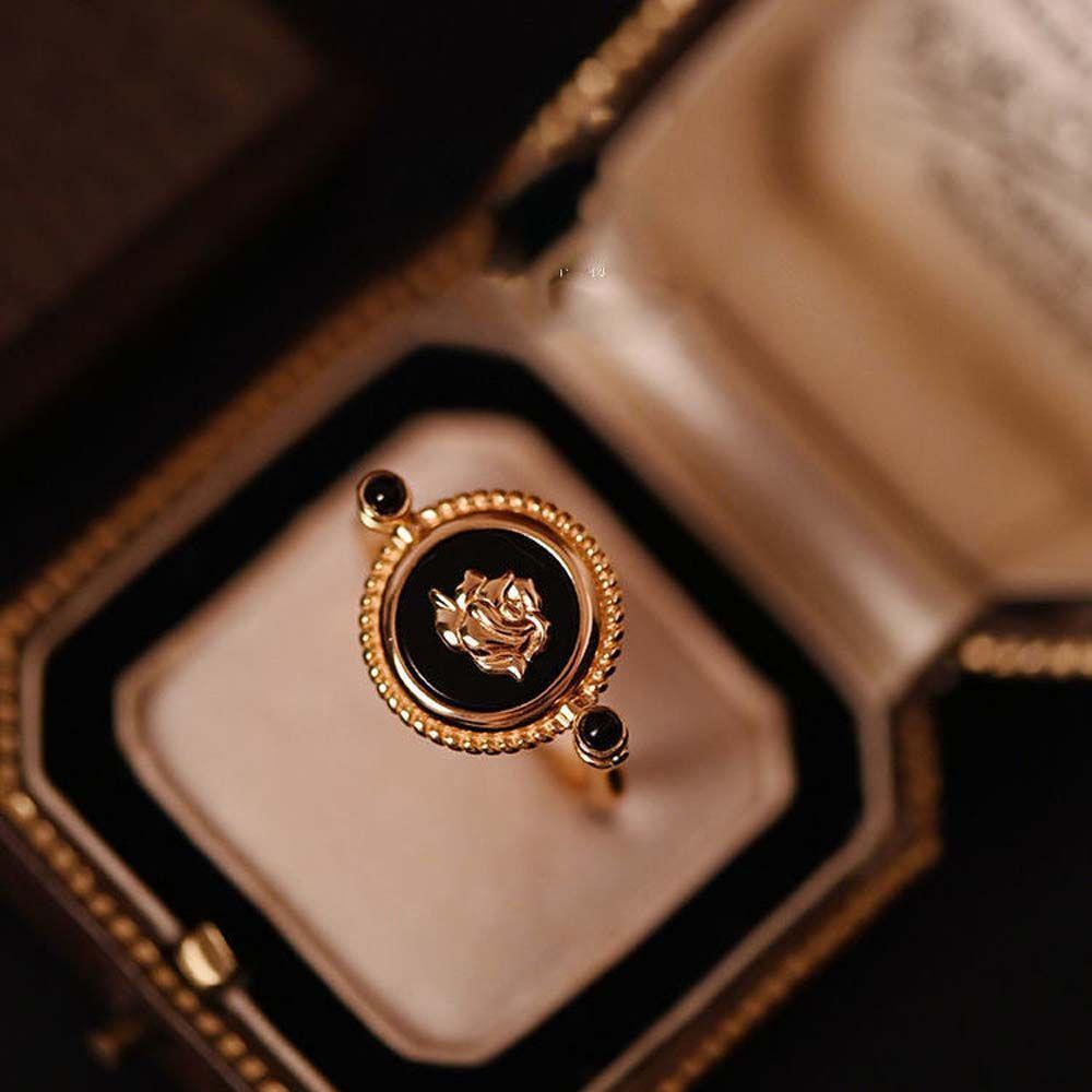 Mxbeauty Cincin Mawar Kepribadian Retro Pertunangan Bersama Rings Jari Perhiasan Adjustable Gaya Korea