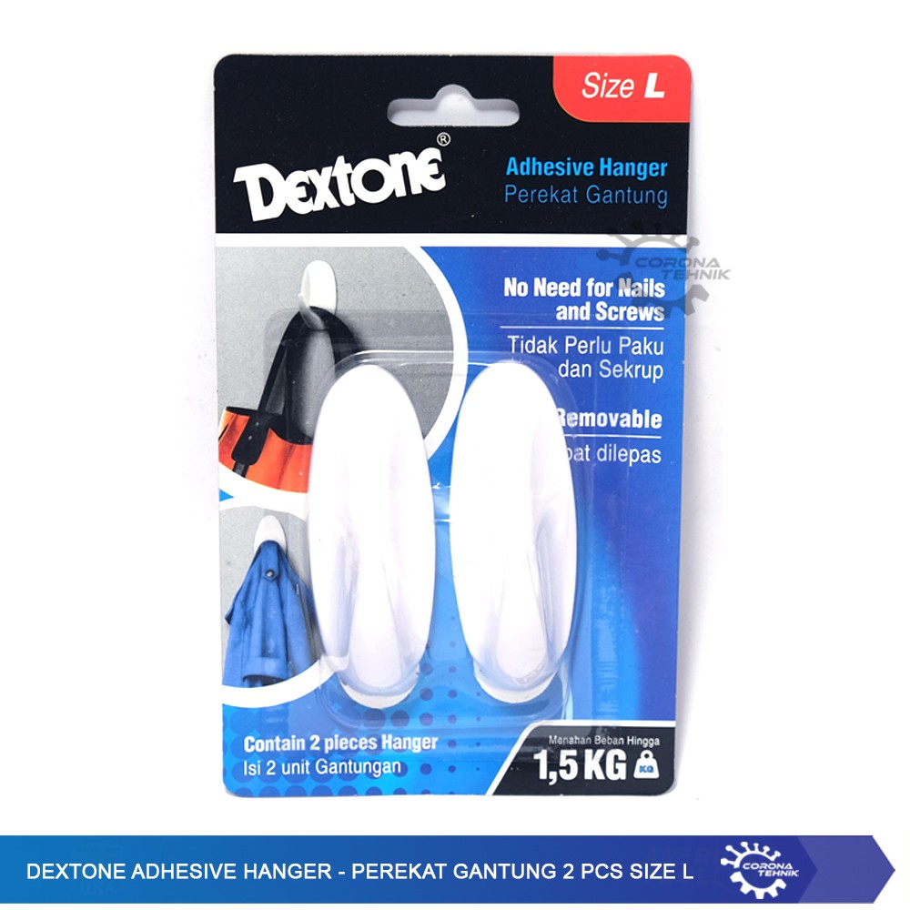 Dextone Adhesive Hanger - Perekat Gantung 2 Pcs Size L