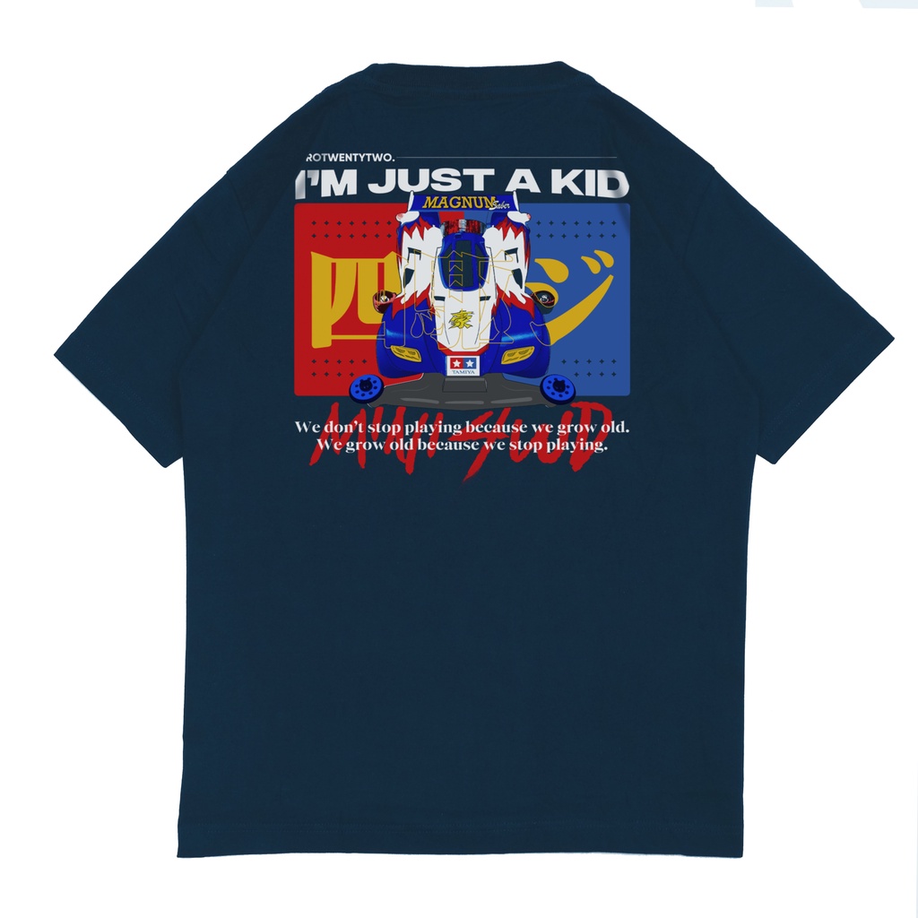 Zerotwentytwo T-Shirt Tamiya I'm Just A Kid Navy | Kaos Pria Generasi 90an Biru Dongker
