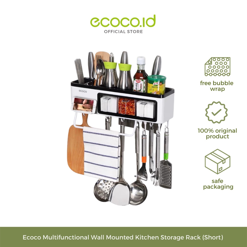 Ecoco Rak Penyimpanan Bumbu Dapur Multifungsi Tempel
