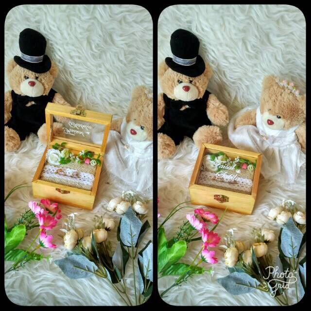 Kotak Cincin Kayu / Wooden Ring Box (tutup Akrilik)