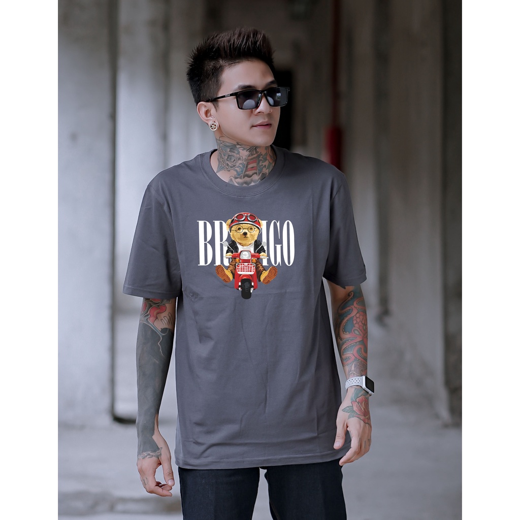 Kaos Distro BRIGO Beruang Vespa || BRIGO Kaos Lengan Pendek Bear Vespa || Kaos Katun Combed M-XL ( Pria &amp; Wanita )