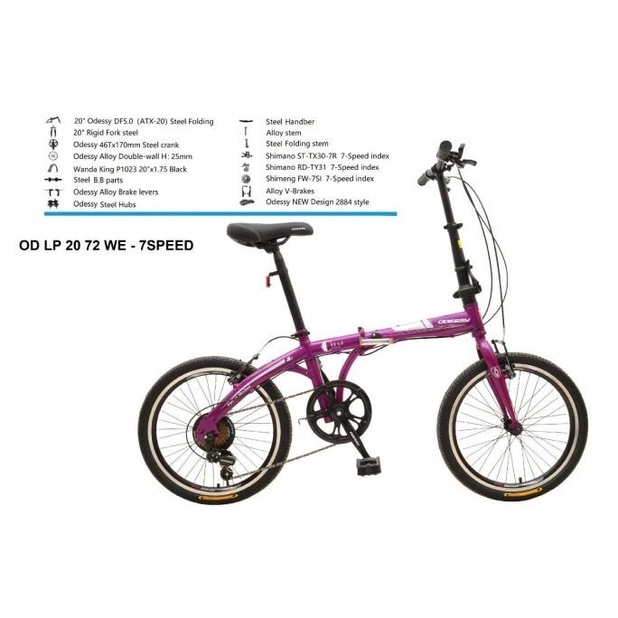 Sepeda Lipat / Folding Bike Odessy 20" 72 We 7 Speed-Grab/Gojek Instan