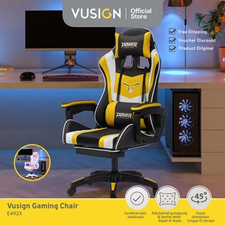 Vusign Gaming Chair / Kursi Gaming Kursi Main Game Komputer Kualitas Premium Double Pillow Sandaran Kaki Teleskopik E4927