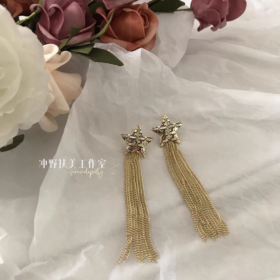 Anting Rumbai Desain Bintang Antik Gaya vintage Untuk Wanita