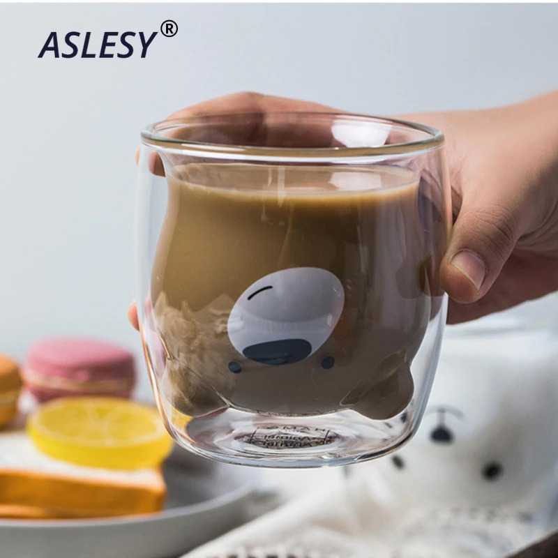 TD-DA ASLESY Gelas Mug Animal Double Wall Layer Bear Cup 250ml - C8785