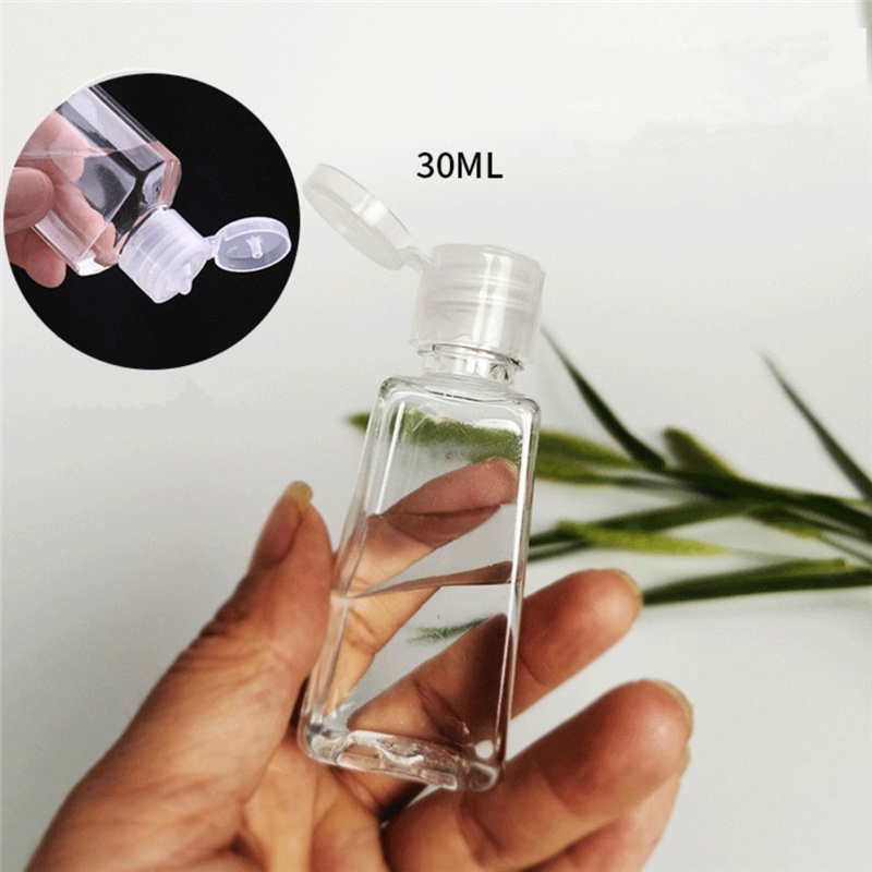 Botol Plastik Bening Bentuk Trapesium Dengan Tutup Flip Ukuran 30ml / 60ml Untuk Hand Sanitizer