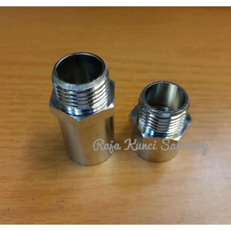 NIPPLE S 1/2&quot;Mx1/2&quot;F/Vlok Sok Drat Dalam 1/2&quot;xDrat Luar 1/2&quot; Kuningan