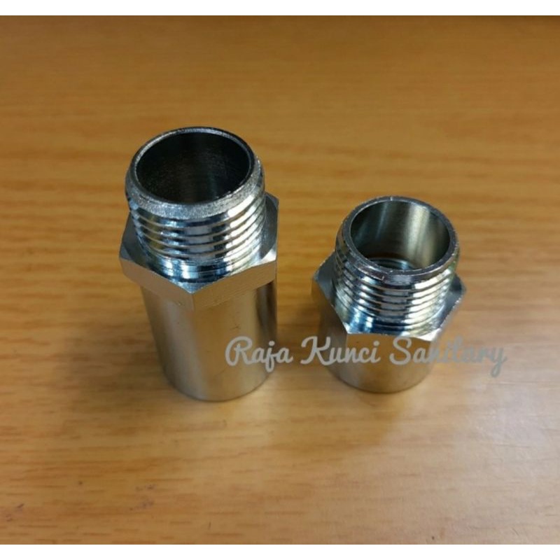 NIPPLE S 1/2&quot;Mx1/2&quot;F/Vlok Sok Drat Dalam 1/2&quot;xDrat Luar 1/2&quot; Kuningan