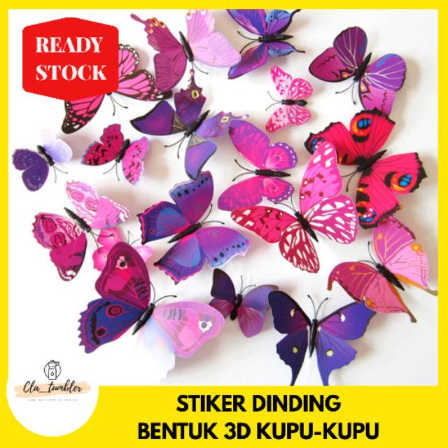 Jual Stiker Dinding Lucu Bentuk Kupu-kupu / Wallpaper / Hiasan Dinding ...