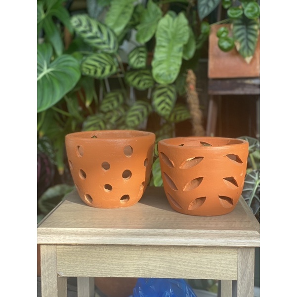 Pot anggrek lubang gerabah terakota tanah liat