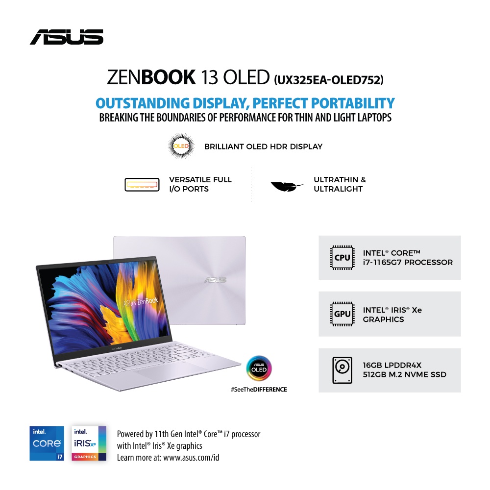 Asus Zenbook 13 UX325EA-OLED752 /Core i7-1165G7/16GB/512GB SSD/13.3″