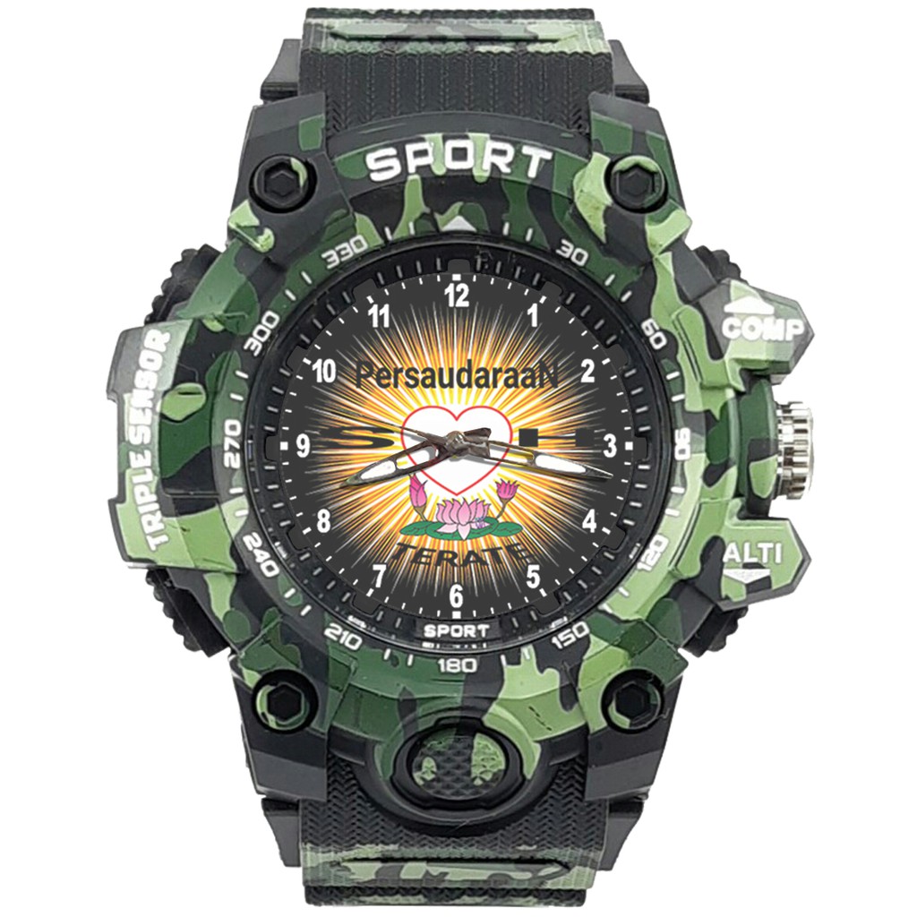 {Istimewa} Jam Tangan PERSAUDARAAN SETIA HATI TERATE - SH 8 Hitam Army Water Resistant