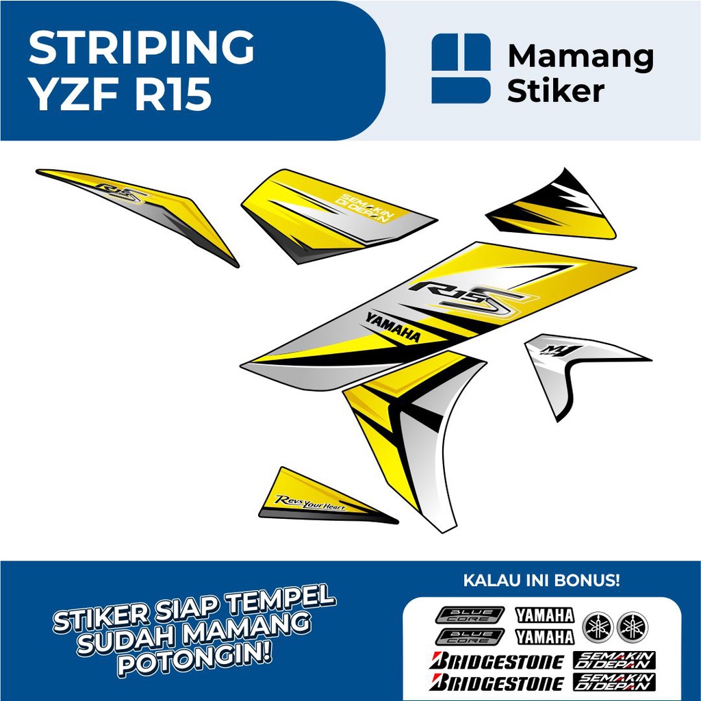 STRIPING YAHAMA R15 V2 SEMIFULLBODY GRAFIS (13) SIMPEL/STICKER MOTOR R15 LAMA SEMI FULL BODY/STIKER 