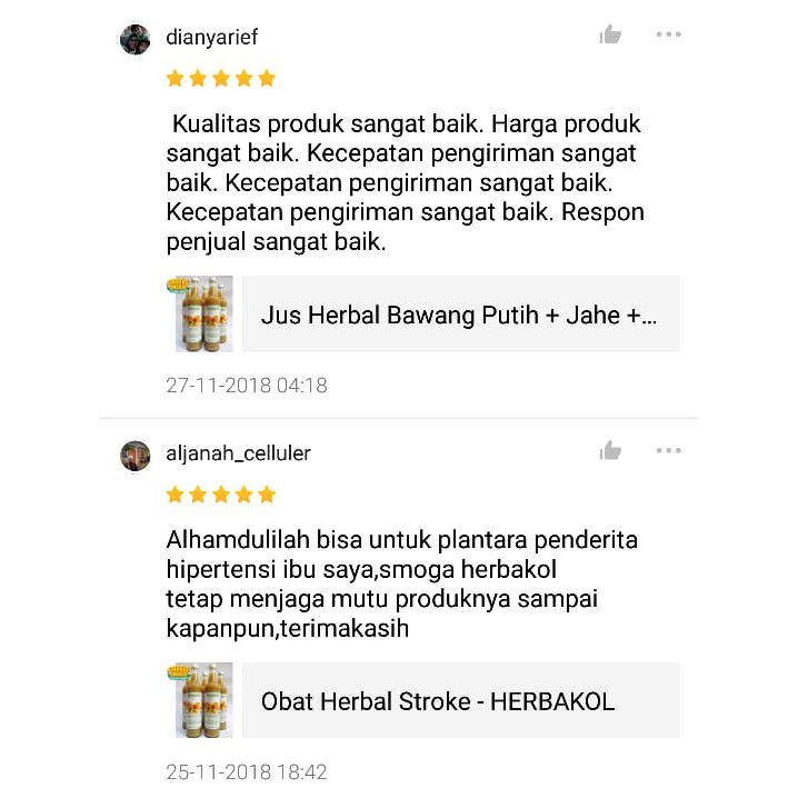 Jamu Herbal Bawang Putih Jahe Merah Jantung Koroner Stroke Kolesterol Asam Urat HERBAKOL