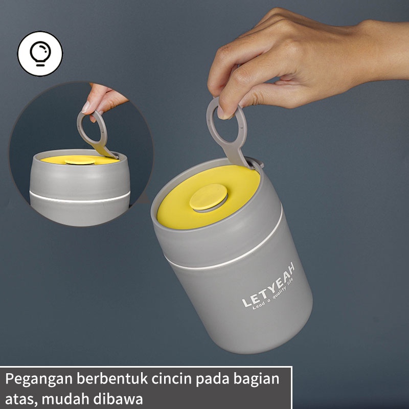 Letyeah &amp; Kaizenliving Cangkir sup portable 500ml mangkuk sup anti tumpah / soup cup