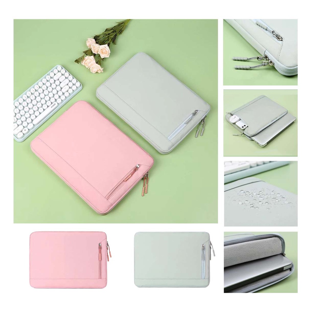 Tas Laptop Softcase Sleece Case Nylon Pocket Handstrap 13 14 inch