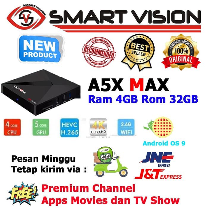 New A5X MAX Tv Box OS Android 9 Pie RAM 4GB ROM 32GB RK3328 FULL APPS