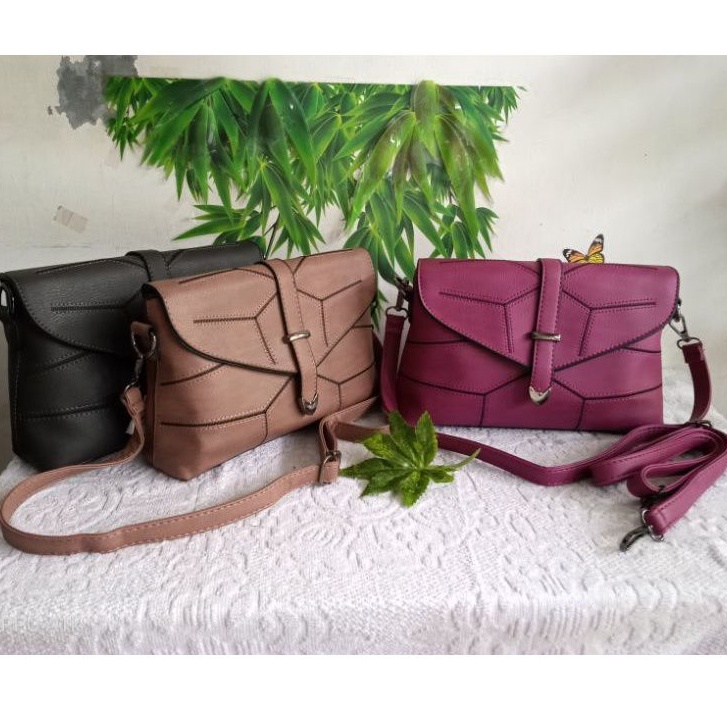 Tas wanita slempang kotak premium/lokal seri warna