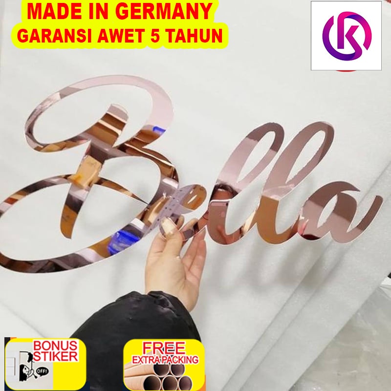 

Terlaris Custom Backdrop Sign Mirror | Wall Name Sign Custom | Hiasan Dinding - Rosegold 30cm