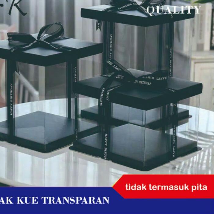 

♖ Mika Kue Transparan Kotak Kue Transparan Cake Box Transparent Dus Kue transparan Kotak Hampers uk.30 CM ✦