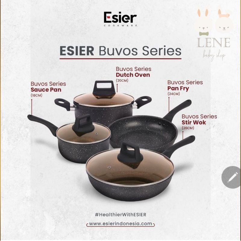 Esier Buvos Cookware Set Panci Set Granit Lapis Marble Coating 4 pcs