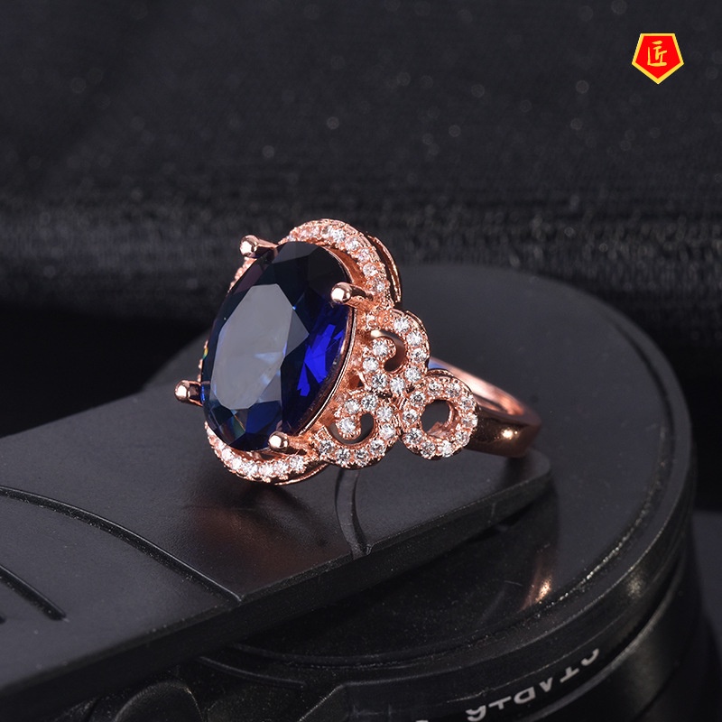 [Ready Stock]Elegant New Fashion Emerald Diamond-Studded Ring