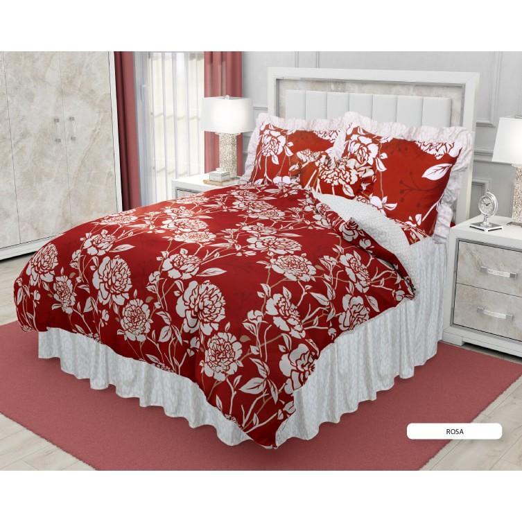 BEDCOVER SET 180x200 CALIFORNIA KING NO 1 SPREI RUMBAI MOTIF ROSA BED COVER  BADCOVER BETCOVER