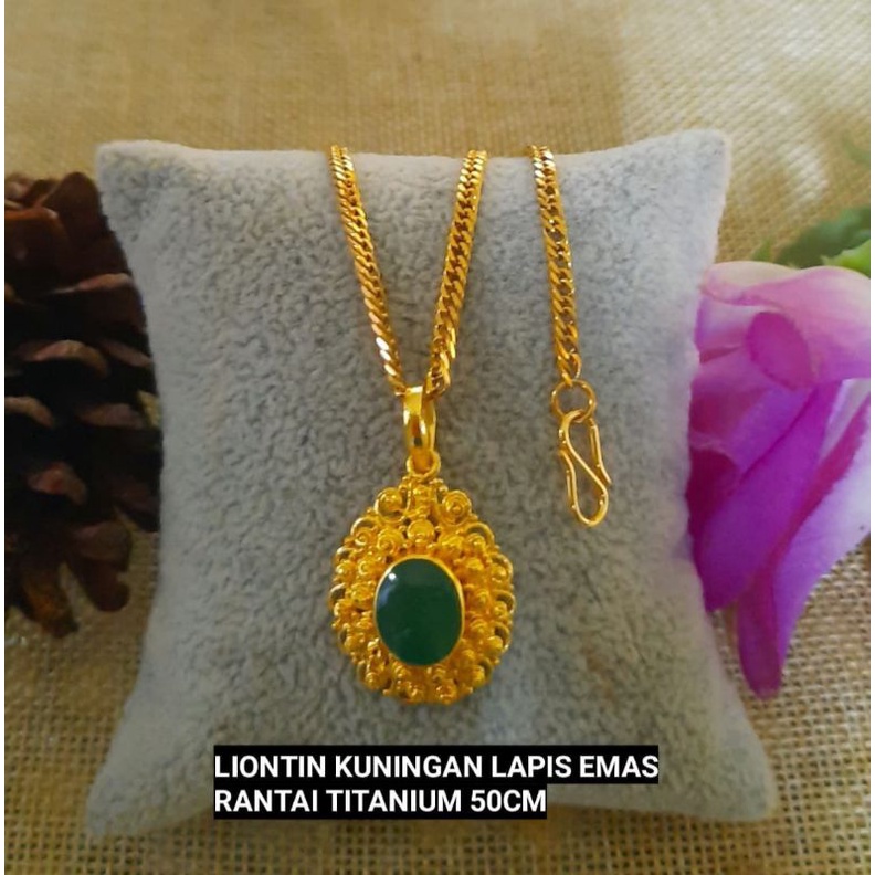 kalung titanium ,liontin Kuningan