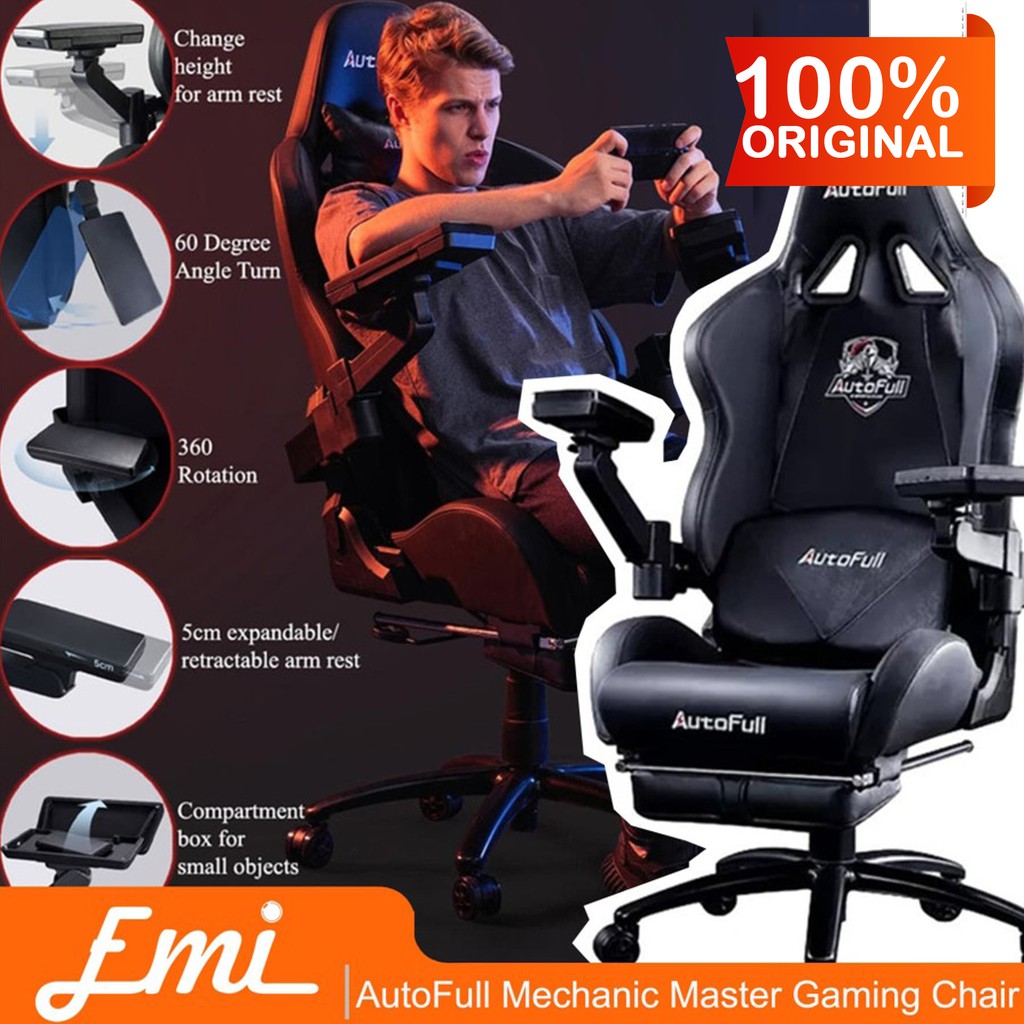 Autofull Mechanic Master Kursi Gaming Chair With Adjustable Arm Rest Shopee Indonesia
