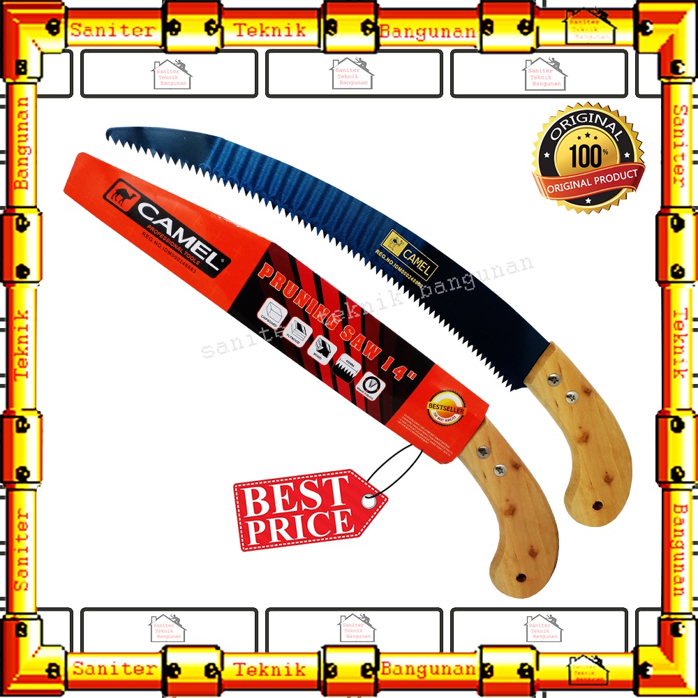 Gergaji Dahan Pruning Saw Gagang Kayu 14 Inch Camel