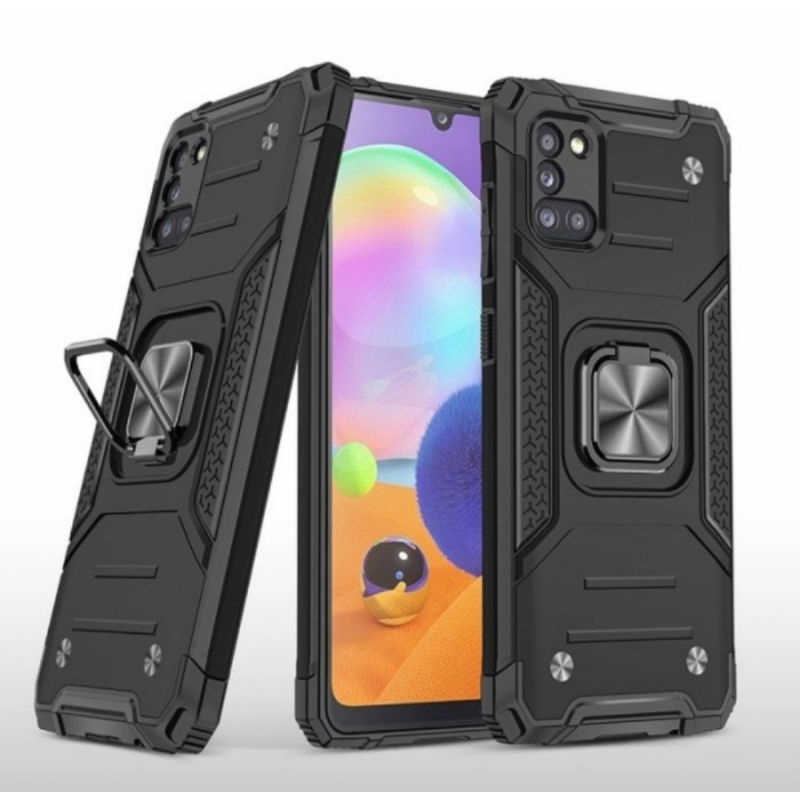 Samsung A31 Armor Case Military Cover Hard Soft Casing With Ring Stand