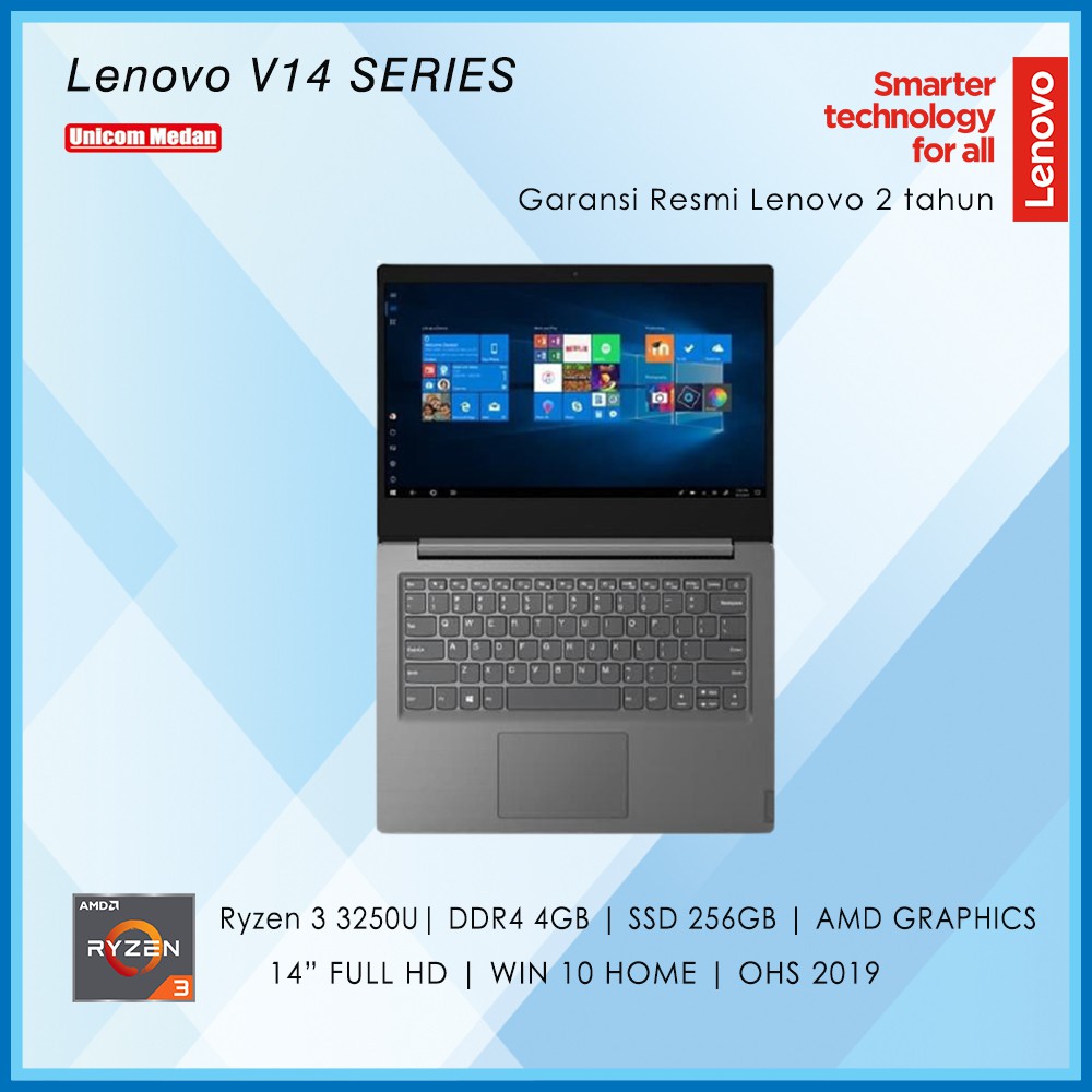 Lenovo V14 AMD RYZEN 3-3250U/ DDR4 4GB/ SSD 256GB/14″ /W10+OHS