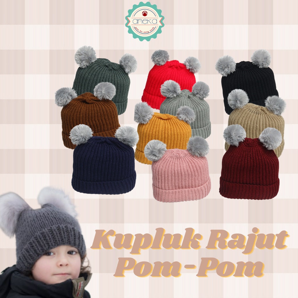 Kupluk Rajut Beanie Pom-Pom / Beanies Hat Pom-Pom