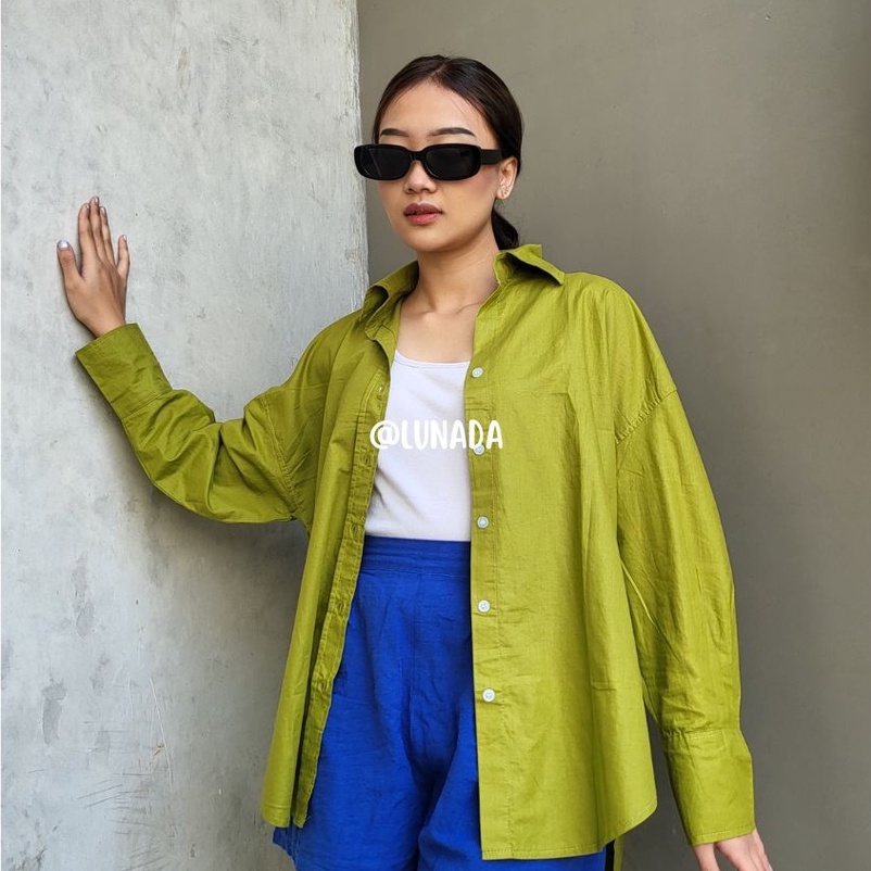 KEMEJA WANITA TANGAN PANJANG KOREAN OVERSIZED STYLE - KEMEJA BASIC COLORFULL - LYLA SHIRT