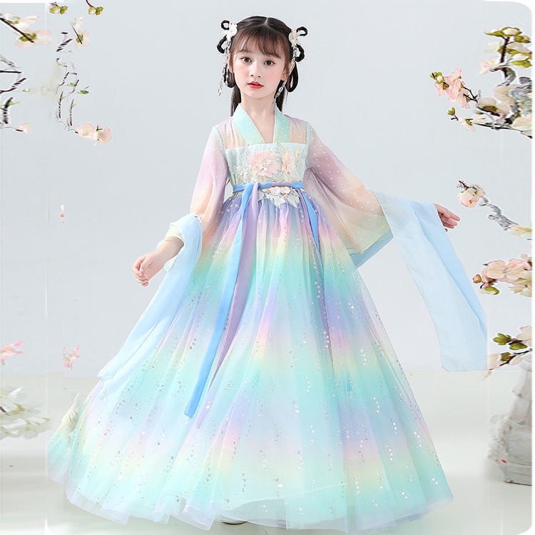 Hanfu girls' children's Chinese style super fairy ancient dress little girls' Ru skirt summer thin l