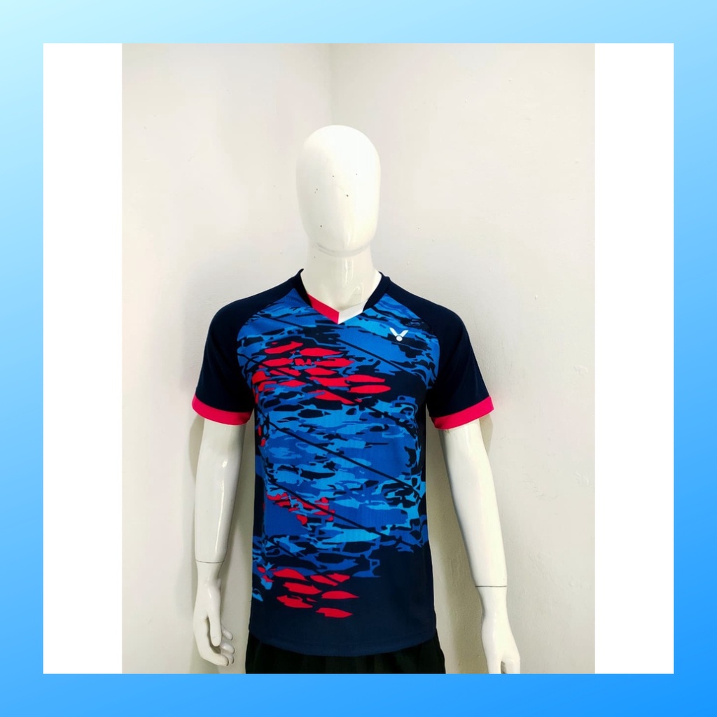 Kaos bulutangkis pria baju badminton atasan olahraga jersy wanita dewasa t-shirt outfit seragam kostum jersey casual suit pakaian jarsey oblong apparel sports jersi sudirman thomas uber cup bulu tangkis V140 navy polos