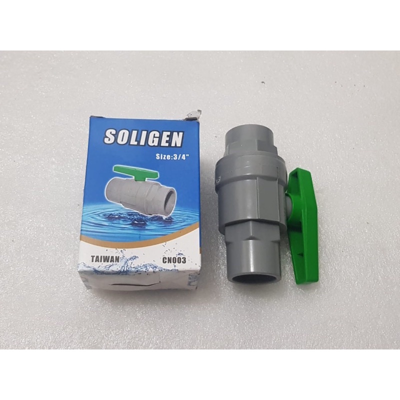 Stop kran ball valve pvc 1/2” 3/4” Soligen