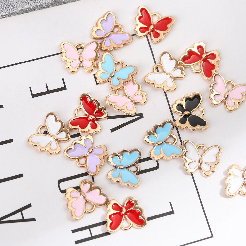 Nanas 10 Pcs Butterfly Charms Handmade Gelang Membuat DIY Aksesoris Alloy Enamel