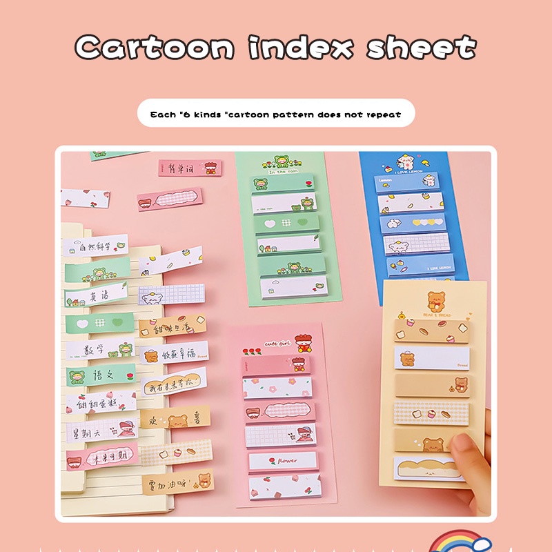 COD❤️Sticky Notes 6 Baris Karakter Lucu 120 Sheets Office Cute Note Gadis Kartun Menempel Pada Indeks Siswa Dengan Petunjuk Untuk Catatan Kreatif