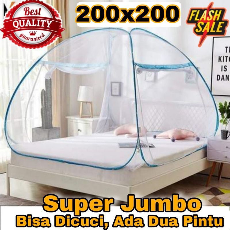 Kelambu Butterfly SUPER JUMBO 200 x 200 Ukuran 8 kaki  Kelambu Tempat Tidur Model Tenda Anti Nyamuk 