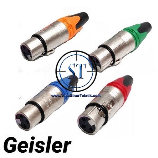 Socket Canon XLR Female 3 Pin GEISLER ( Mic Connector ) 3 Lubang Microphone Besi Female Audio cewek Sambungan Jek Mic