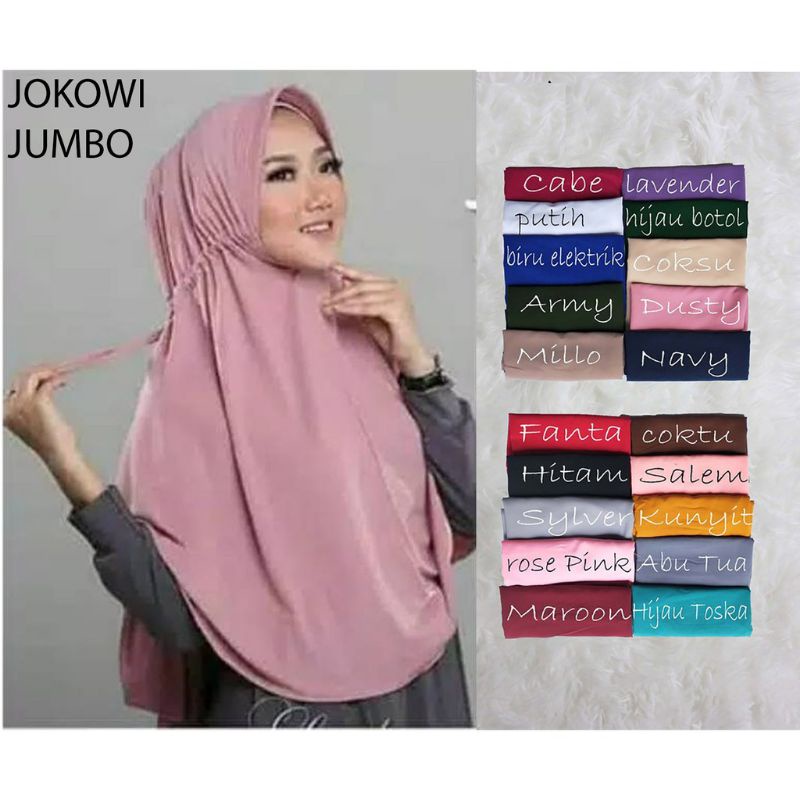 Hijab Instan - Bergo Jilbab Hijab Instan Serut Jumbo Jokowi Anita