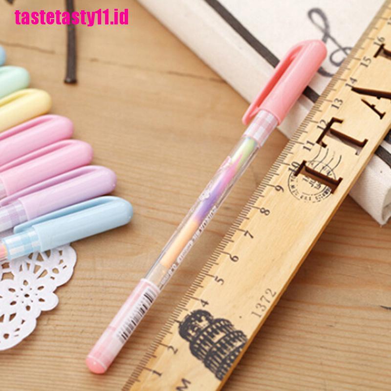 【TTID】2pc Cute Highlighter Pen Marker Stationary Point Pen Ballpen 6 Color