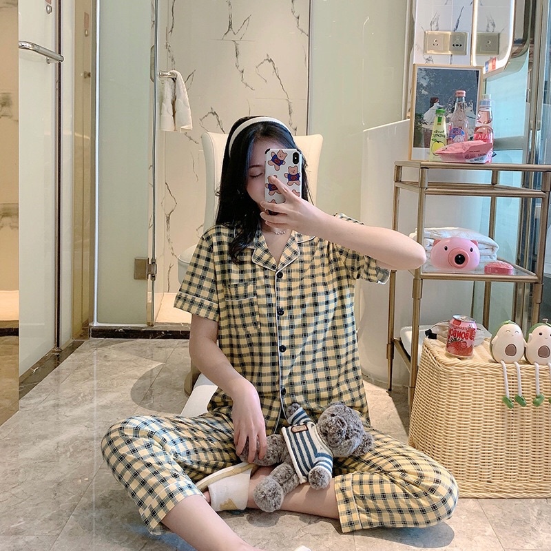 KZ_Stelan piyama cp kerah import / Set baju tidur cp krah wanita terbaru / piyama cp import Korean style